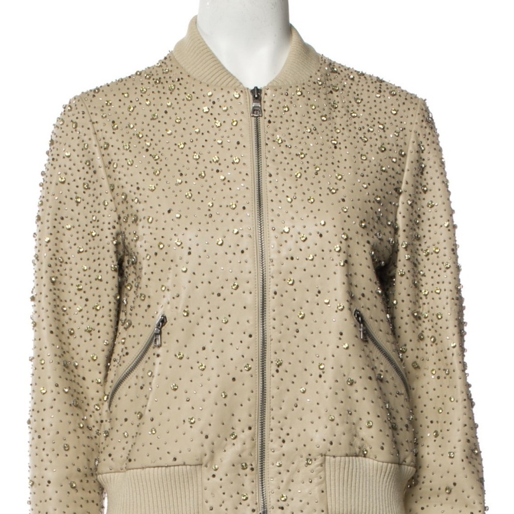 Alice + Olivia Gold Studded Leather Jacket